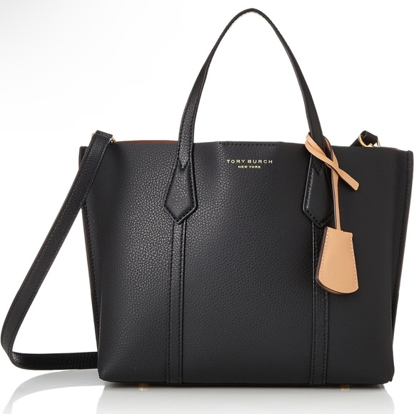 Tory Burch Handbags - Tory Burch • Classic Black Leather Handbag // PERRY Tote // Casual Bag 🖤